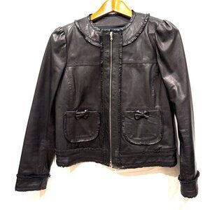 Red Valentino Black Lambskin Leather Jacket size small